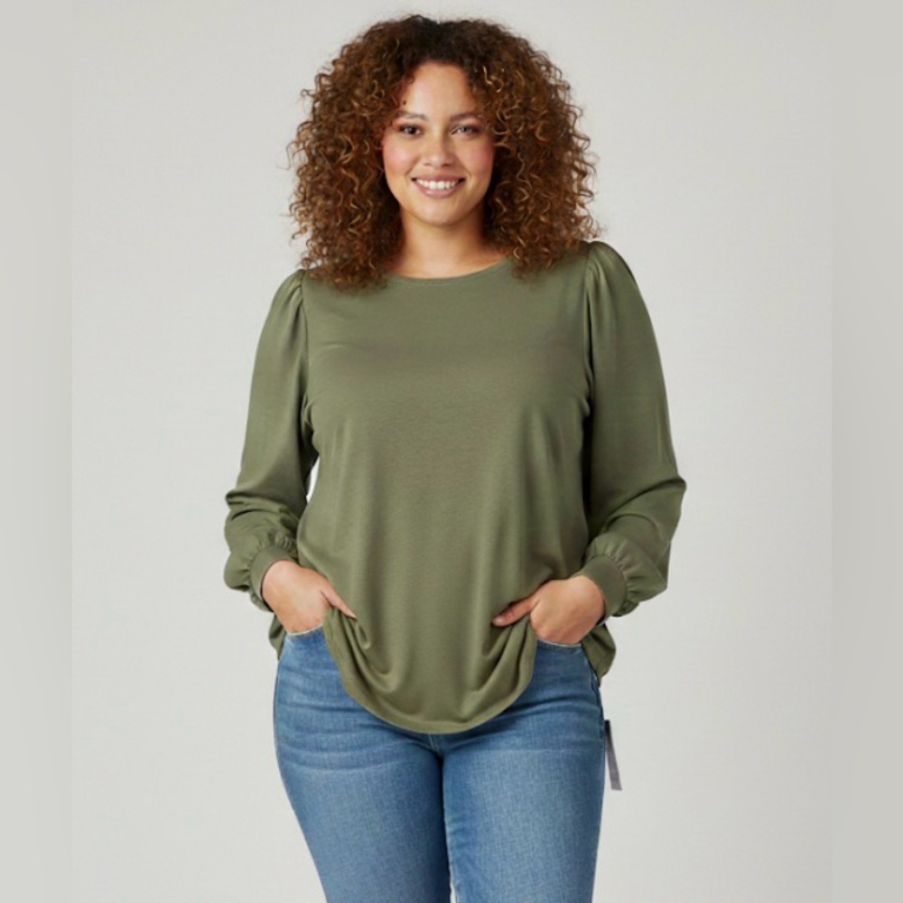 NWT!! Nine West Sage Green Women's Long Sleeve Top Size 1X